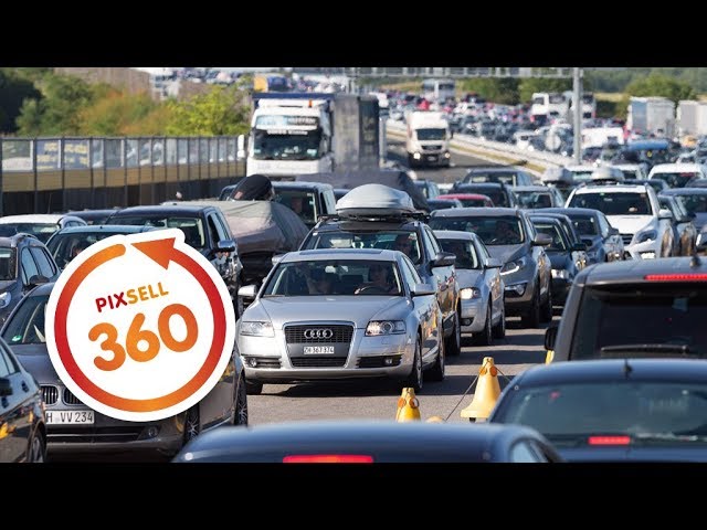 360 VIDEO:  Big traffic jam in both directions at the Lucko Toll Station