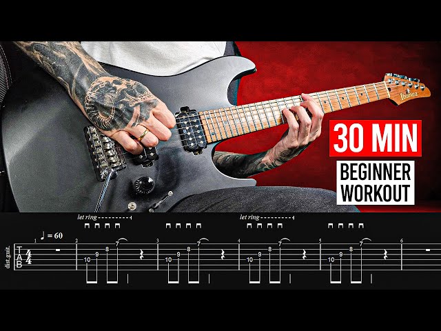 30 MIN BEGINNER GUITAR WORKOUT - picking, finger exercises & more!