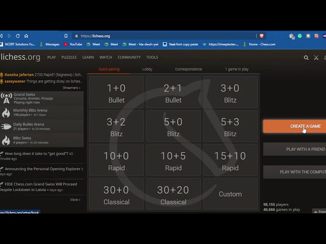 Playing games on lichess