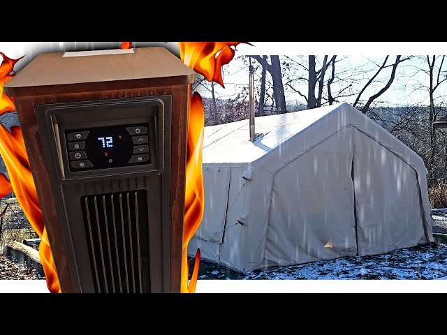 1500w SPACE HEATER vs. BELOW FREEZING TEMPS camping in a COODY KOALA 7 LUXURY INFLATABLE TENT