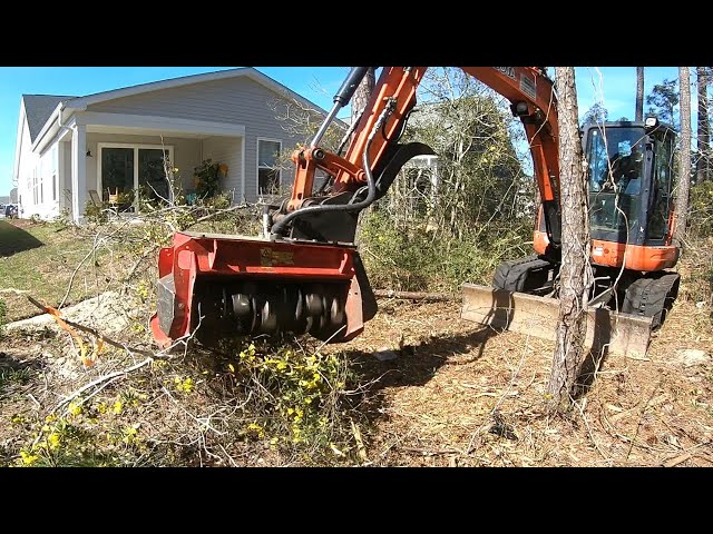 PISSED NEIGHBOR TRIES TO KICK US OFF THIS BACKYARD MULCHING JOB!