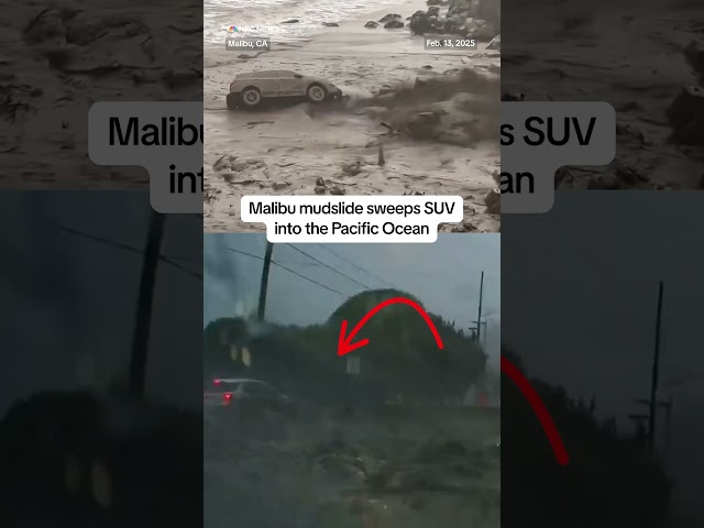 Malibu mudslide sweeps SUV into the Pacific Ocean