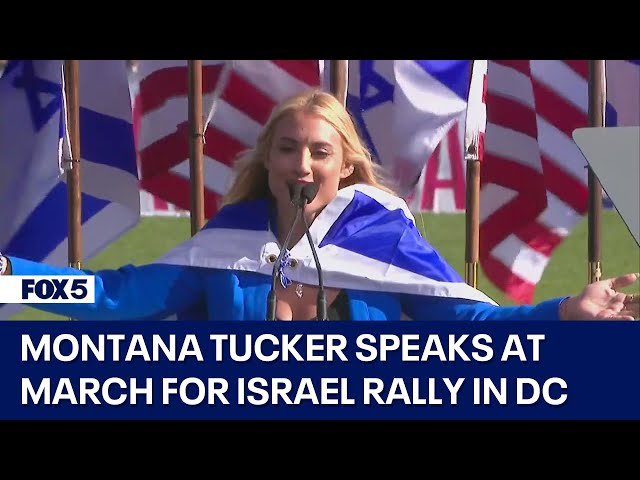 Montana Tucker speaks at March for Israel rally in DC