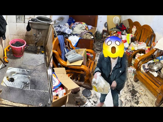 😦The Old Man's House Is Surrounded By Garbage, And The Cleaning Process Is Like An Adventure🤨