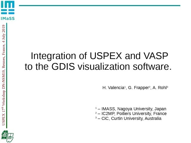 Integration of USPEX and VASP to the GDIS visualization software.