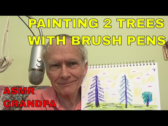 ME PAINTING TWO TREES  WITH BRUSH PENS [ASMR]