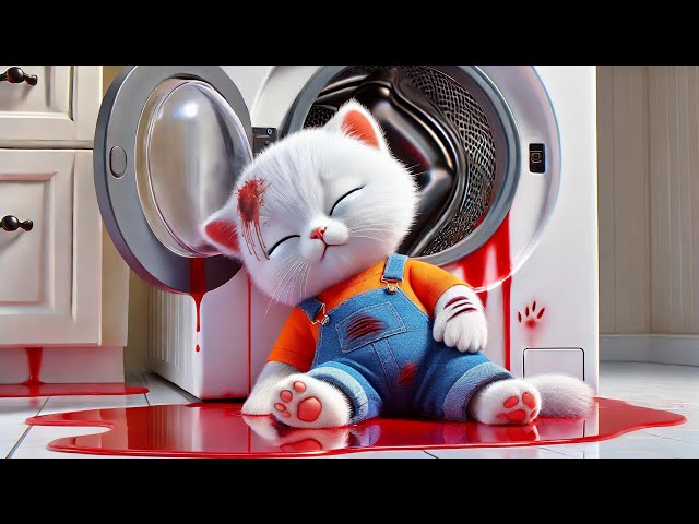 😱Mother cat saves kittens playing in washing machine😿💪🏻#ai #story #catshorts#aicat