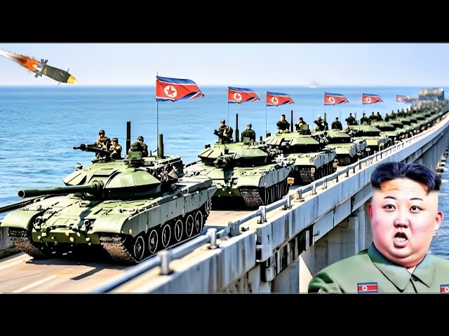 2 minutes ago! 700 North Korean armored tanks exploded while crossing a bridge into Russia!