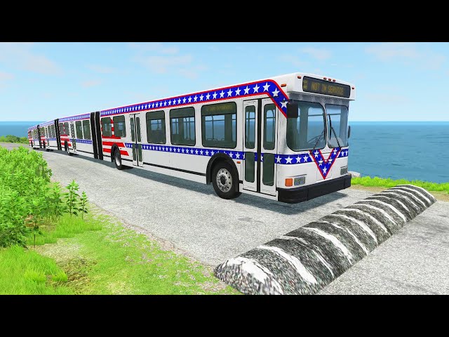 TRUCKS, LONG BUS And CARS Vs MASSIVE SPEED BUMPS - BeamNG.Drive