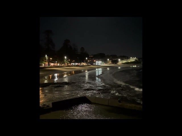 Full moon over Terrigal an hour before sunrise. Low tide.