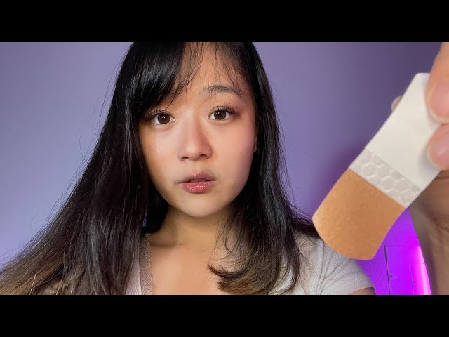 VR180 ASMR | Cleaning your injured face (tapping, q-tip, face treatment & sticky bandaids)