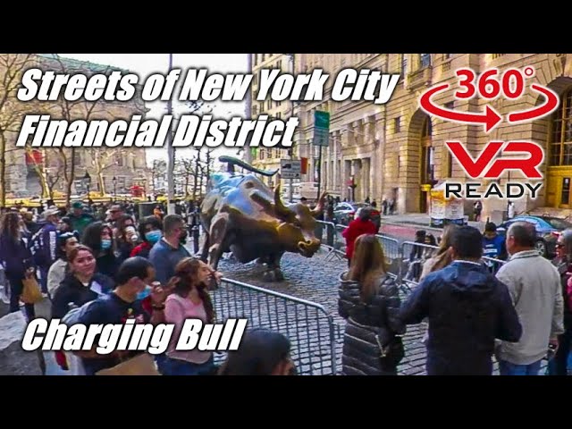 VR 360° NYC Virtual Cycling - Streets of New York City | Financial District | Charging Bull