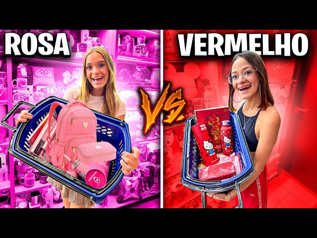 COMPRANDO MATERIAL ESCOLAR NA COR ROSA VS VERMELHO