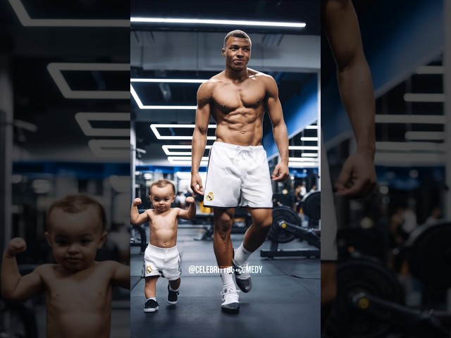 Mbappe and his Baby in the GYM 💪 #mbappe #funny #fyp #shorts