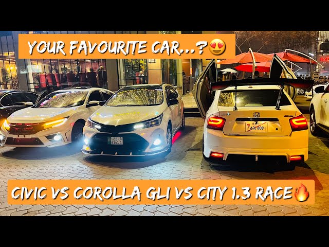 Civic vs City(1.3) vs Corolla(1.3)........🔥 || Civic ka accident hotay hotay bch gya😰