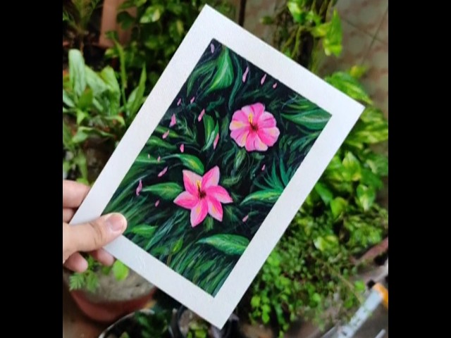 Acrylic Flower Painting🌸 | Time-Lapse on Canvas Sheet🎨🖌️