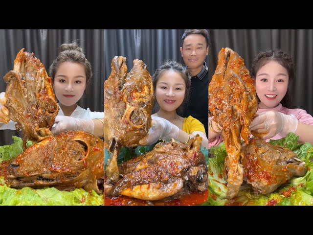 MUKBANG 먹방 EATING SHEEP HEAD COLLECTION chewy sounds | ASMR | chinese foods 吃麻辣羊头