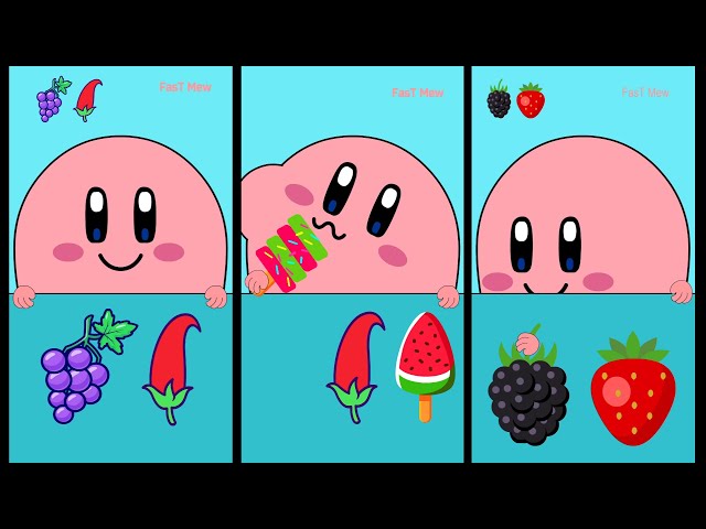 🍇 KIRBY ANIMATION - 🍉 FRUITS CAKE, WATERMELON, STRAWBERRY MUKBANG COMPLETE EDITION | 1 to 12 shorts