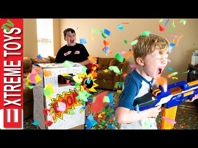 Sneak Attack Squad Birthday Confetti Blaster Nerf Battle!