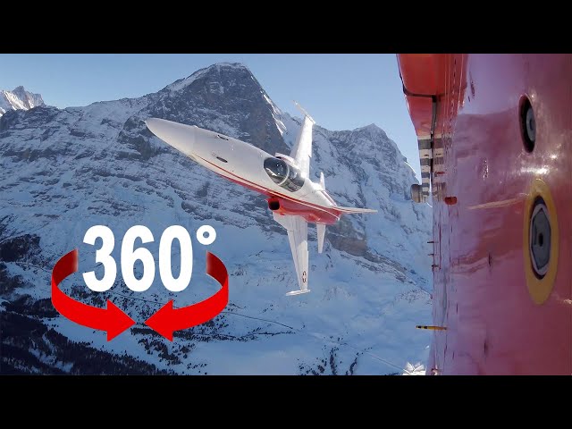 Patrouille Suisse jet over Lauberhorn ski race | 360° video