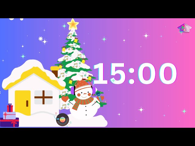 15-Minute Countdown Timer with Music| CHRISTmas Snowman  🤍🎼⏰🎄