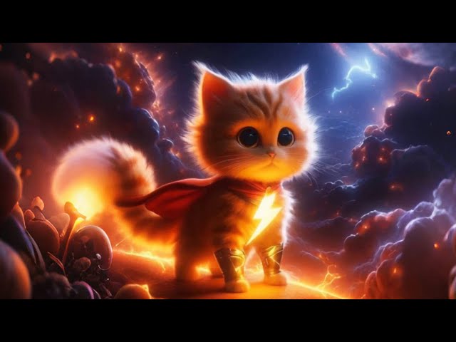 Lightning Cat Is So Brave#cat #cute #ai #catlover #catvideos #cutecat