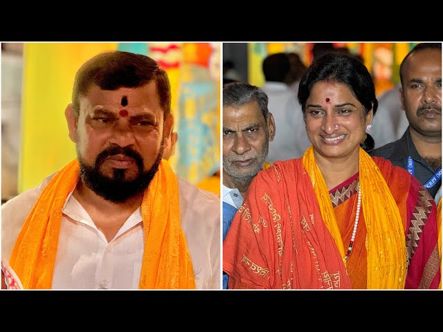 MLA Raja Singh and BJP Madhavi Latha at Gowliguda krishna janmashtami 2024 Celebrations in Hyderabad