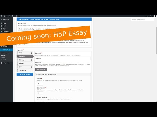 H5P Tutorials: Essay is coming soon