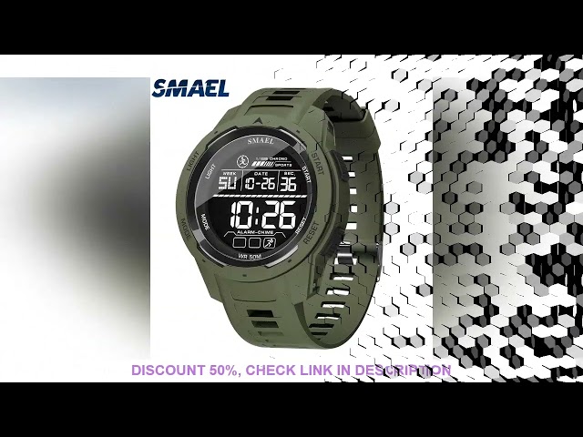 SMAEL Digital Watches Sports LED Wristwatches Men's  50m Waterproof Sport Watch Digital Light Stopwa