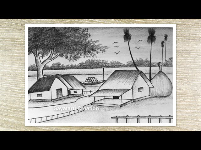 How to draw a Beautiful Landscape with Pencil, Pencil Drawing for Beginners