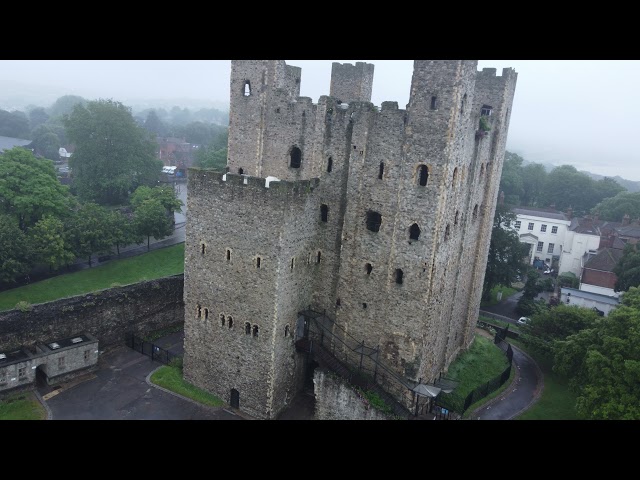 4K Drone Stock Footage Medway Rochester Kent (Rainy Day)