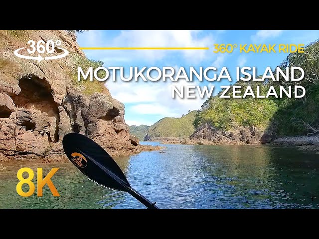 8K 360° VR -  Kayak Ride around Motukoranga island - Exploring the Island Caves