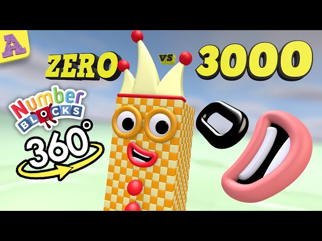 OMG! Bigger Numberblock 3000 Gold Crown vs Zero 360 VR Crash Test Party!