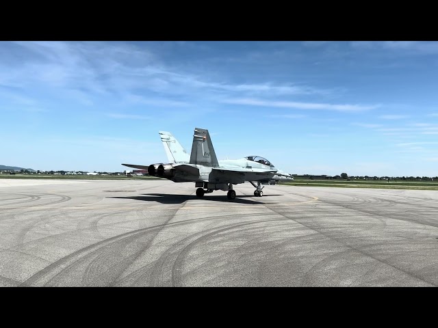 F-18 Jet Fighters taxiing war machine