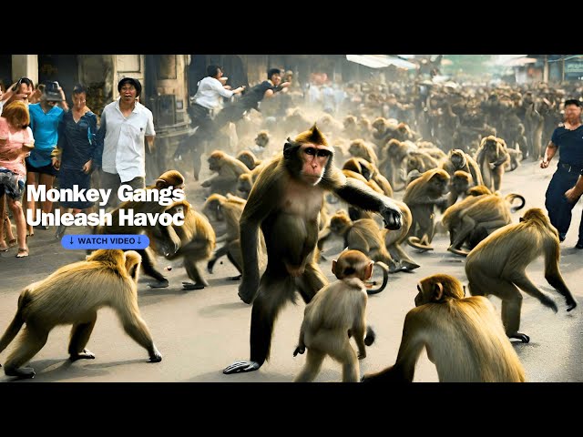 Dueling Monkey Gangs Unleash Havoc and Destruction on Lopburi's Streets!Thailand!