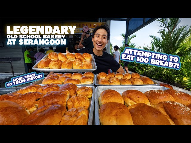 EPIC 100 Old School Bread Eaten in One Sitting?! | Legendary Old School Bakery at Serangoon Hawker!