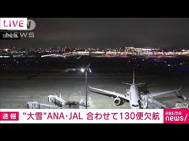 “大雪”全日空と日本航空合わせて130便欠航　約8300人に影響(2025年2月4日)