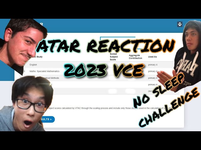 ATAR Reaction 2023 VCE (No Sleep Challenge)