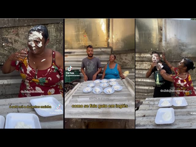 Os melhores vídeos da semana - TIKTOK - Julio Tavares - Julio Tavares e sua mãe torta na cara