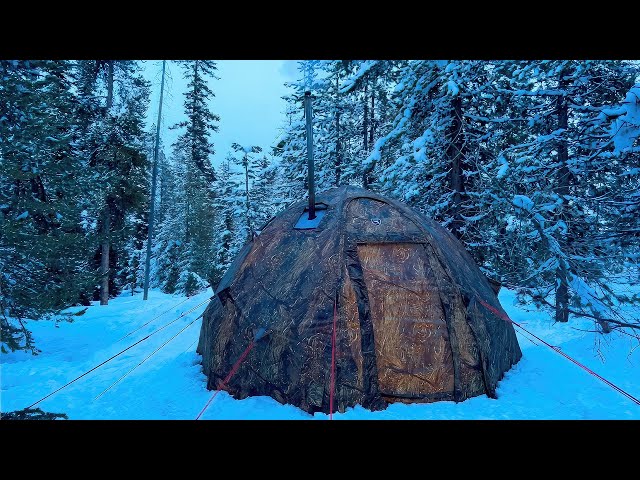 Spring Hot Tent Camping In The Snow