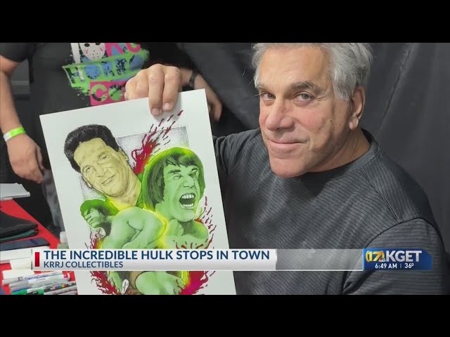 The Incredible Hulk visits KRRJ Collectibles in Bakersfield