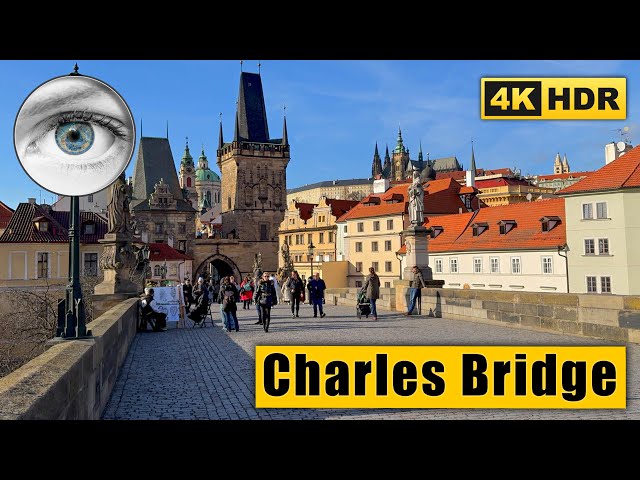 Prague Charles Bridge Walking Tour - In search of springtime change 🇨🇿 Czech Republic 4K HDR ASMR