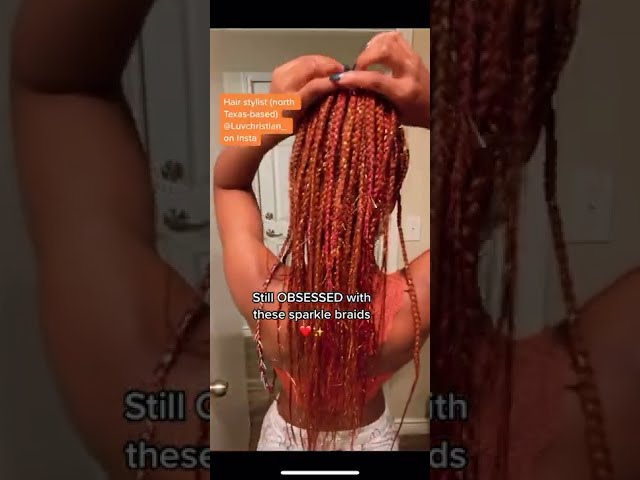 Sparkle box braids on ginger orange hair #shorts