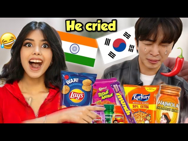 Korean boy Tries Indian snacks for the first time🥵