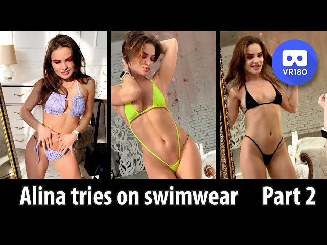 VR180 3D. Bikini swimwear try on haul with Alina. Part2