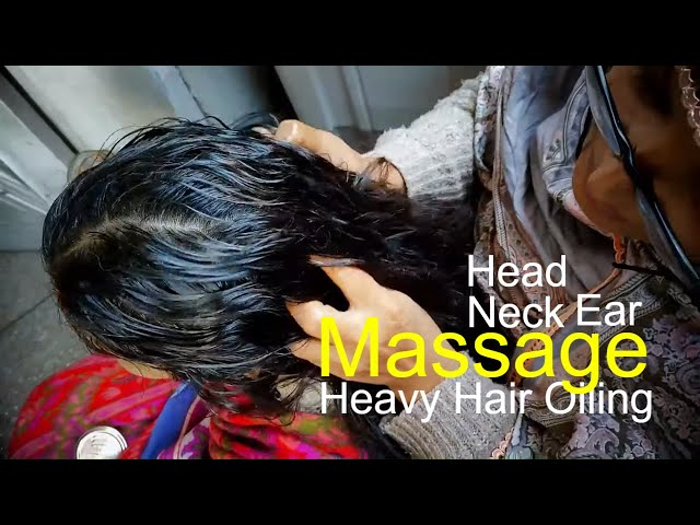 Heavy Hair Oiling Head Neck Ear Massage | ASMR Pakistan