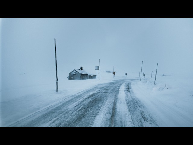 Norway Relaxing Winter Snowy Drive Tour. Snow Storm Across Hardangervidda, Ice Roads & Viking Towns