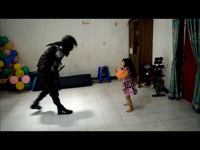 Winter Soldier Balloon Kick Exercise with Little Girls Coach