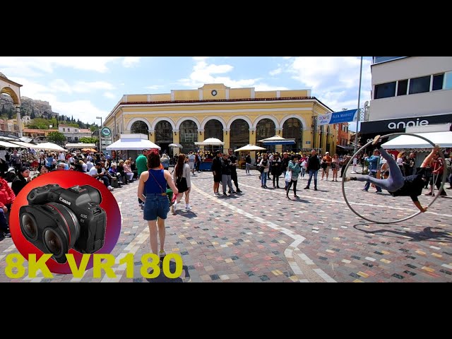 PEOPLE WATCHING in Monastiraki Square in the old part of ATHENS GREECE 8K 4K VR180 3D Travel Videos