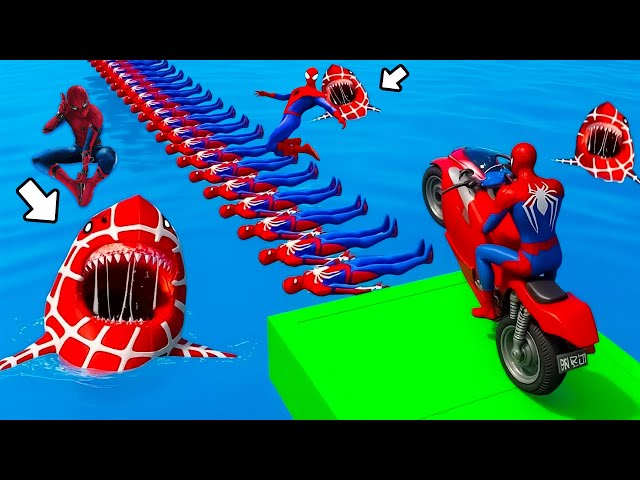 الأبطال الخارقين على القضبان دوامة قمع جسر SPIDER MAN!on Motorcycle in Spiral🐱‍💻🐱‍🏍 Bridge Stunt Rid